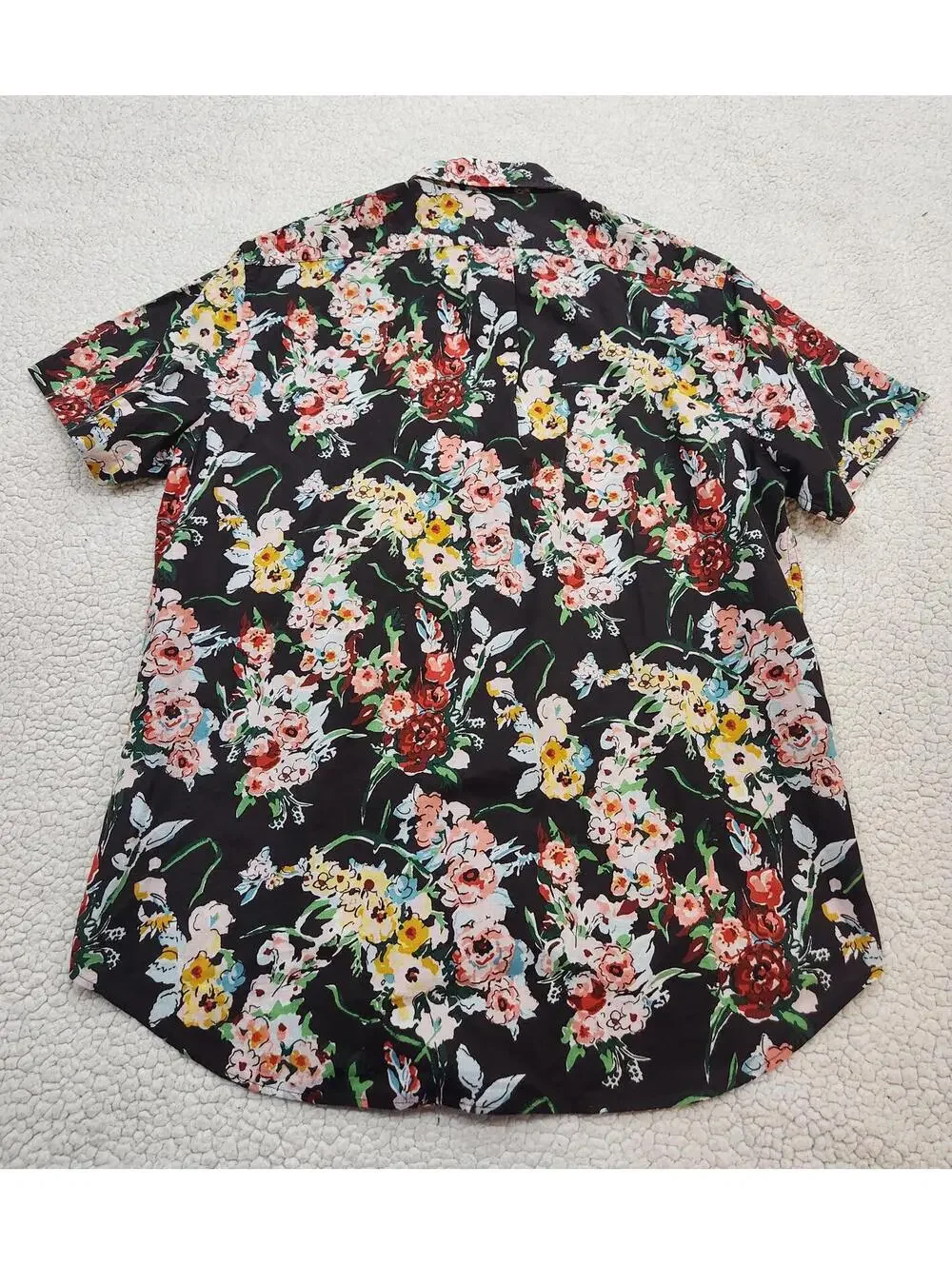 J. Crew Floral Print Short Sleeve Button Down Shirt Flex Classic Fit Size Medium